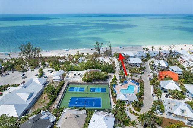15123 Captiva Dr Unit 104, Captiva, FL 33924 - aerial view featuring a view of the beach and a water view