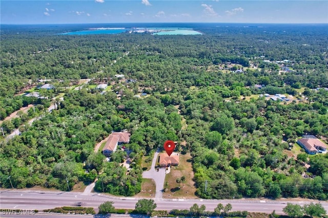 drone / aerial view with a forest view