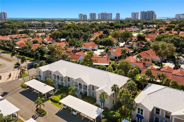 aerial view with a city view