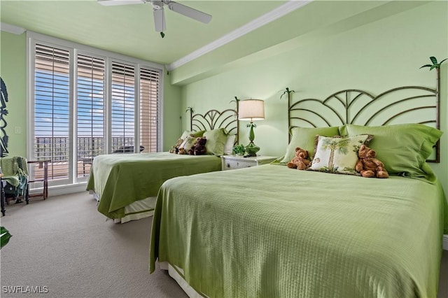 8787 Bay Colony Dr Unit 803, Naples, FL 34108 - bedroom with carpet, crown molding, and ceiling fan