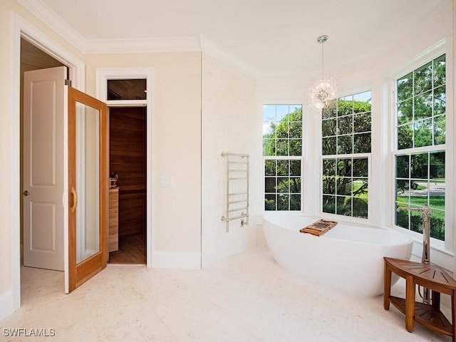 interior space with a notable chandelier and a wealth of natural light