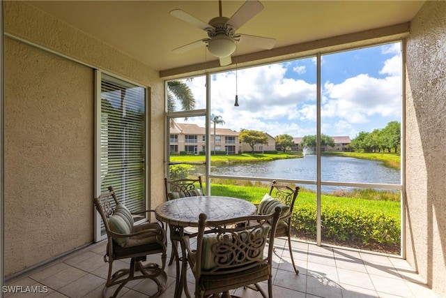 14500 Daffodil Dr Unit 1102, Fort Myers, FL 33919 - sunroom / solarium with a water view and ceiling fan