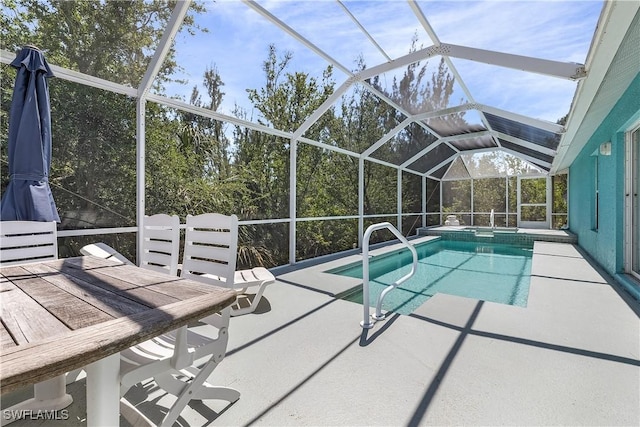 3852 Stabile Rd, Saint James City, FL 33956 - view of pool with a patio area, a pool with connected hot tub, and glass enclosure