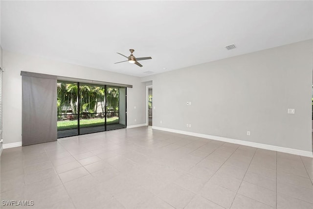 11643 Riverstone Ln, Fort Myers, FL 33913 - spare room featuring light tile patterned floors, baseboards, a ceiling fan, and visible vents