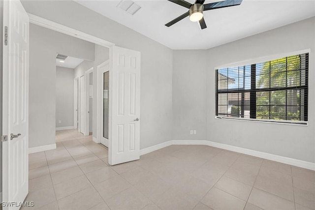 11643 Riverstone Ln, Fort Myers, FL 33913 - spare room with light tile patterned flooring, ceiling fan, baseboards, and visible vents