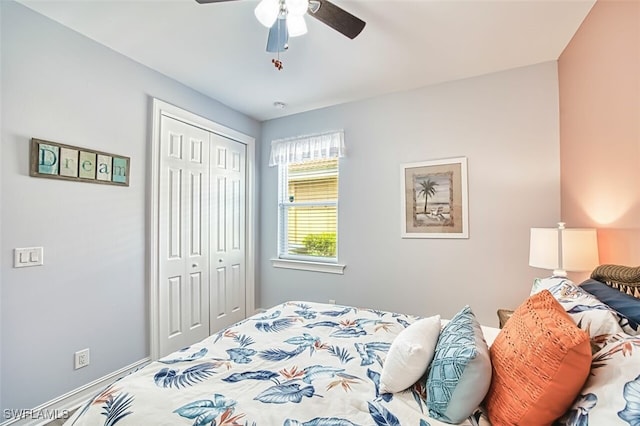 12740 Seaside Key Ct, North Fort Myers, FL 33903 - bedroom featuring a closet and a ceiling fan