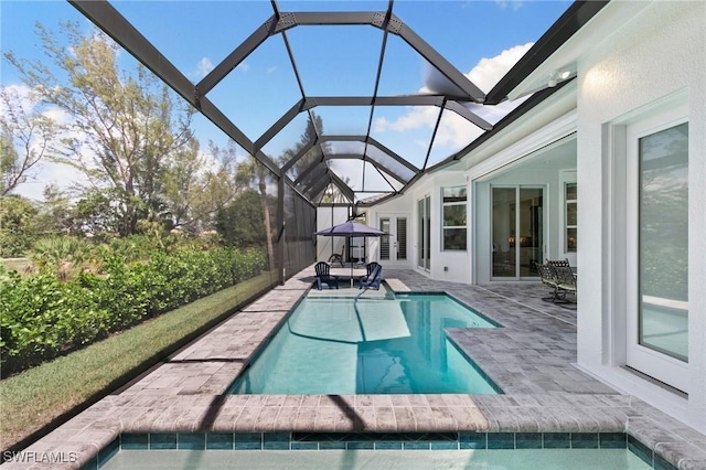 641 Diplomat Ct, Marco Island, FL 34145 - pool featuring a patio, french doors, and glass enclosure
