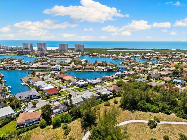 641 Diplomat Ct, Marco Island, FL 34145 - bird's eye view featuring a water view and a residential view