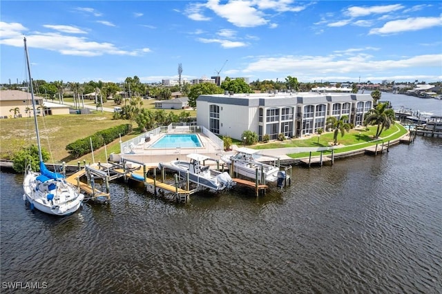 exterior space featuring a water view