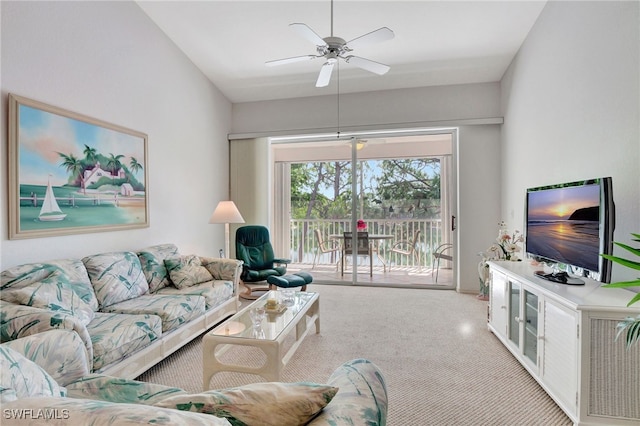 1180 Sarah Jean Cir Unit G202, Naples, FL 34110 - living room featuring carpet floors and a ceiling fan