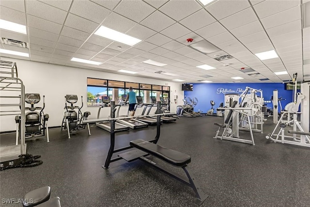 9190 Water Tupelo Rd, Fort Myers, FL 33912 - exercise room with a drop ceiling and visible vents