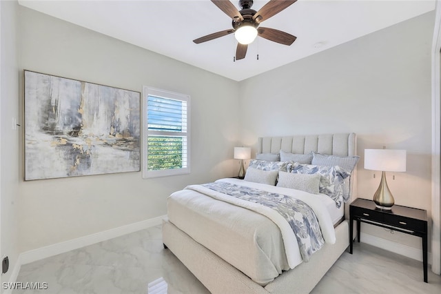 27080 Flamingo Dr, Bonita Springs, FL 34135 - bedroom with baseboards, ceiling fan, and marble finish floor