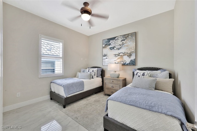27080 Flamingo Dr, Bonita Springs, FL 34135 - bedroom with a ceiling fan, baseboards, and marble finish floor
