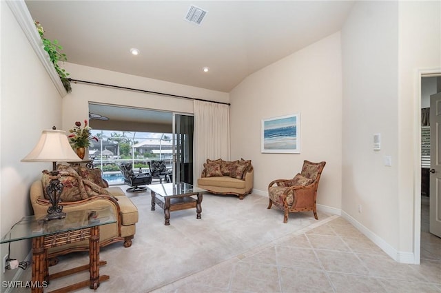 5131 SW 19th Ave, Cape Coral, FL 33914 - living room featuring light tile patterned floors, light colored carpet, visible vents, recessed lighting, and baseboards