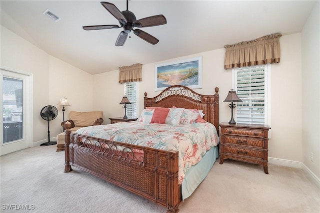 5131 SW 19th Ave, Cape Coral, FL 33914 - carpeted bedroom with access to outside, ceiling fan, baseboards, and visible vents