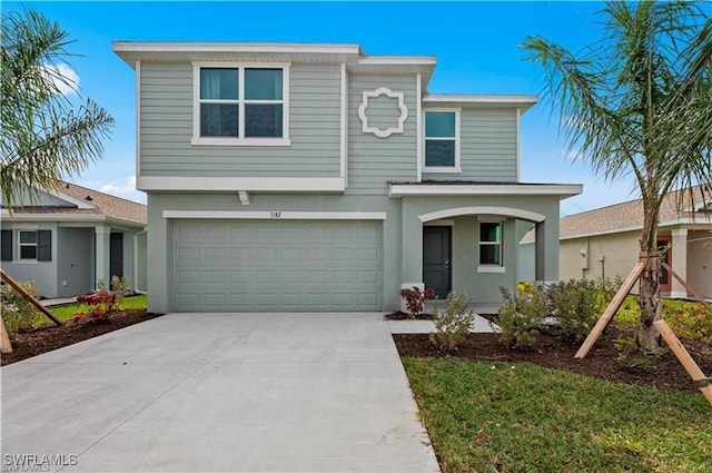 7182 Sugar Pine Way, Fort Myers, FL 33966 - traditional-style home with a garage, driveway, and stucco siding