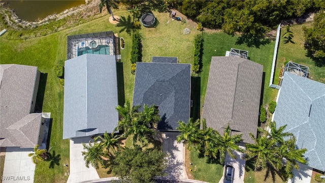 aerial view of a pool