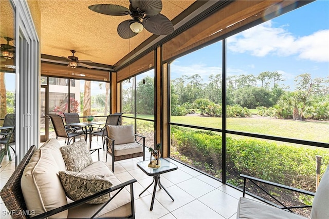 10637 Pelican Preserve Blvd Unit A, Fort Myers, FL 33913 - sunroom featuring an outdoor living space, ceiling fan, and plenty of natural light