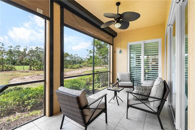 10637 Pelican Preserve Blvd Unit A, Fort Myers, FL 33913 - sunroom / solarium featuring a ceiling fan and an outdoor hangout area