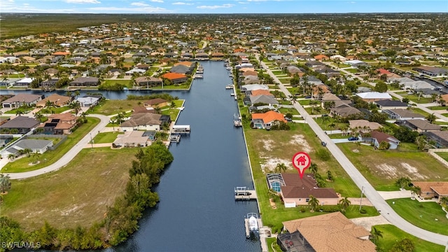 3428 SW 27th Pl, Cape Coral, FL 33914 - birds eye view of property featuring a water view and a residential view