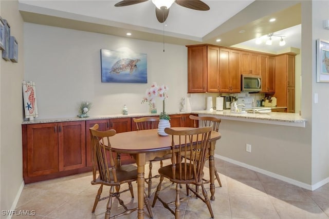 13199 Whitehaven Ln Unit 1808, Fort Myers, FL 33966 - dining space with light tile patterned floors, recessed lighting, ceiling fan, and baseboards