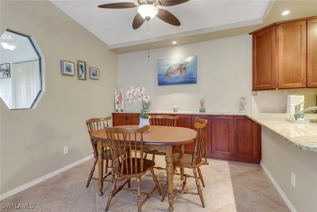 13199 Whitehaven Ln Unit 1808, Fort Myers, FL 33966 - dining space featuring light tile patterned floors, recessed lighting, ceiling fan, and baseboards