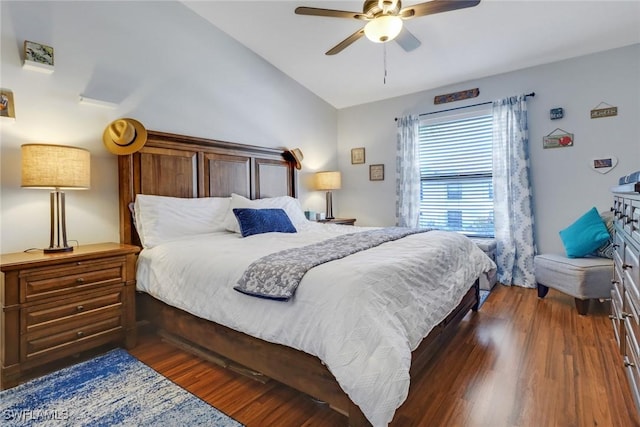 13199 Whitehaven Ln Unit 1808, Fort Myers, FL 33966 - bedroom featuring vaulted ceiling, wood finished floors, and a ceiling fan