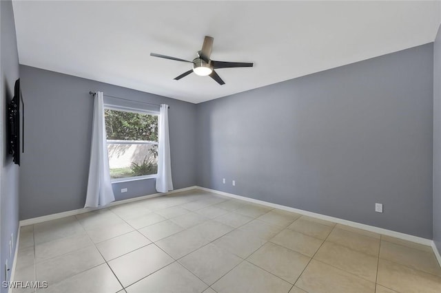26672 Little John Ct Unit 85, Bonita Springs, FL 34135 - empty room with ceiling fan, baseboards, and light tile patterned floors