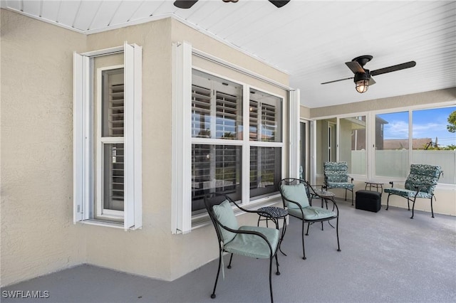 view of patio / terrace with ceiling fan and covered porch