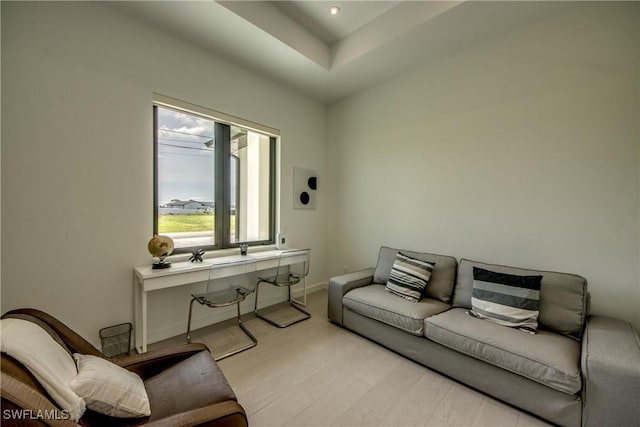 308 SW 13th Ct, Cape Coral, FL 33991 - living area featuring light wood-type flooring, recessed lighting, and a raised ceiling