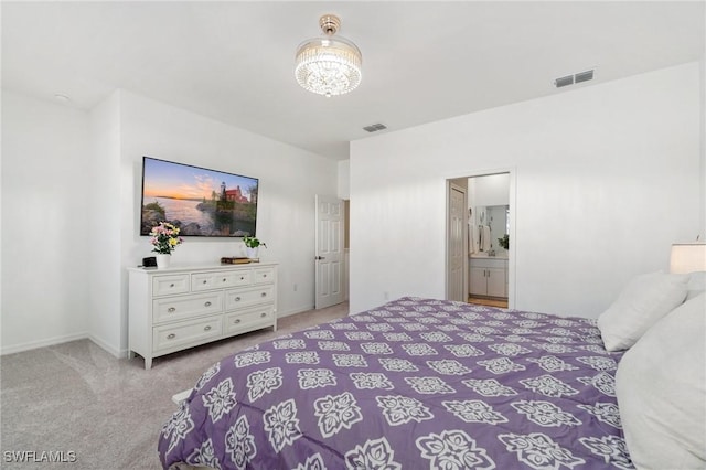 2926 Citrus St, Naples, FL 34120 - bedroom featuring light carpet, a chandelier, and baseboards