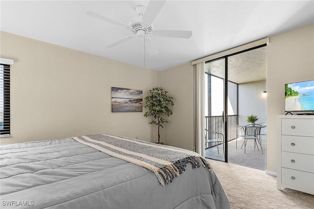 4160 Steamboat Bnd E Unit 406, Fort Myers, FL 33919 - carpeted bedroom featuring access to exterior, a ceiling fan, and floor to ceiling windows