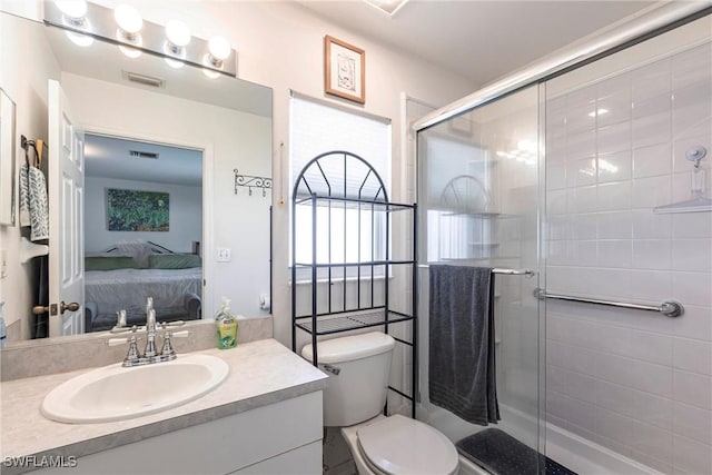 513 SE 27th Ter, Cape Coral, FL 33904 - full bathroom with toilet, a stall shower, visible vents, and connected bathroom