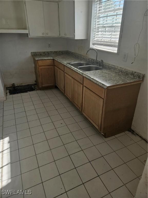 2631 Becca Ave, Naples, FL 34112 - kitchen with a sink, light tile patterned floors, and white cabinetry