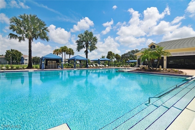 pool featuring a gazebo