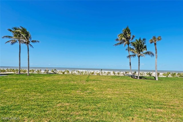 view of yard featuring a water view