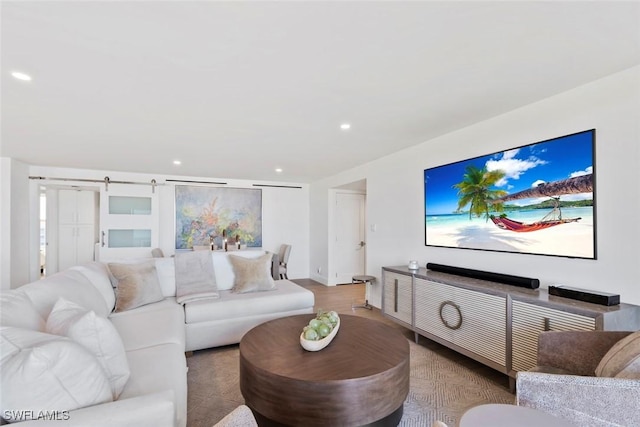 living area featuring recessed lighting