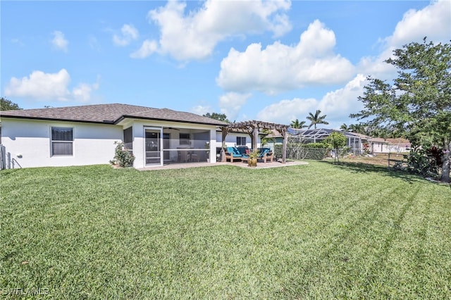 11741 Red Hibiscus Dr, Bonita Springs, FL 34135 - view of yard featuring a sunroom, a patio, a pergola, and fence
