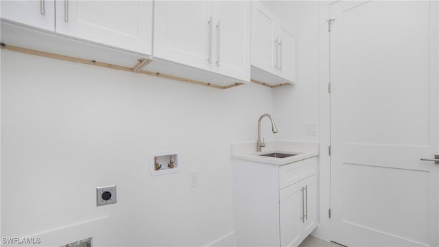 2343 Oil Well Rd, Naples, FL 34120 - clothes washing area featuring hookup for an electric dryer, a sink, washer hookup, and cabinet space