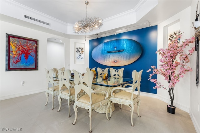 14270 Royal Harbour Ct Unit 323, Fort Myers, FL 33908 - tiled dining room with a chandelier and crown molding