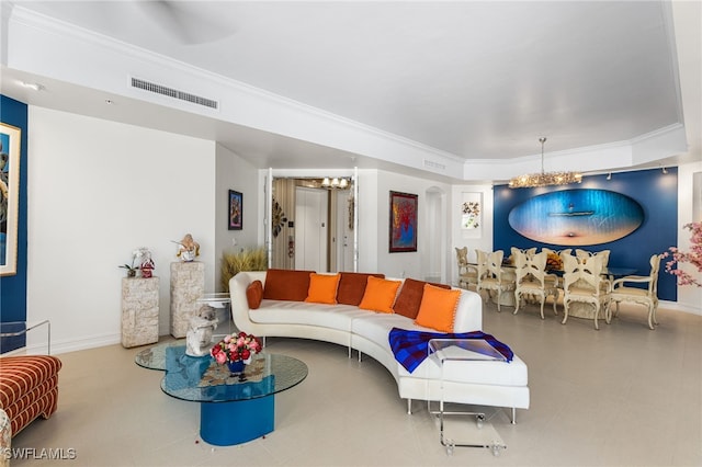 14270 Royal Harbour Ct Unit 323, Fort Myers, FL 33908 - living area featuring a chandelier and crown molding