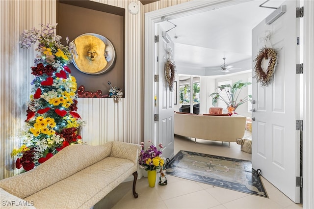 14270 Royal Harbour Ct Unit 323, Fort Myers, FL 33908 - tiled foyer entrance with a ceiling fan