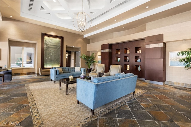 14270 Royal Harbour Ct Unit 323, Fort Myers, FL 33908 - lobby with a high ceiling, recessed lighting, and coffered ceiling