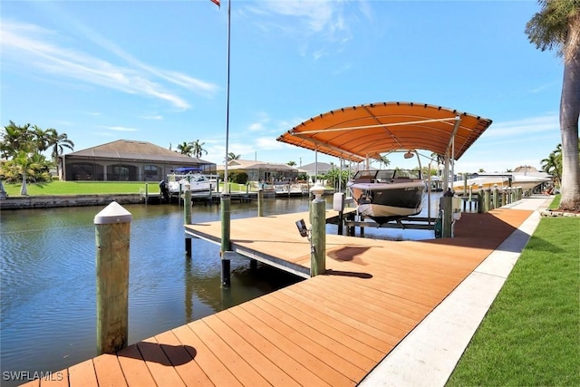 4536 SW 12th Pl, Cape Coral, FL 33914 - dock area featuring a water view and boat lift