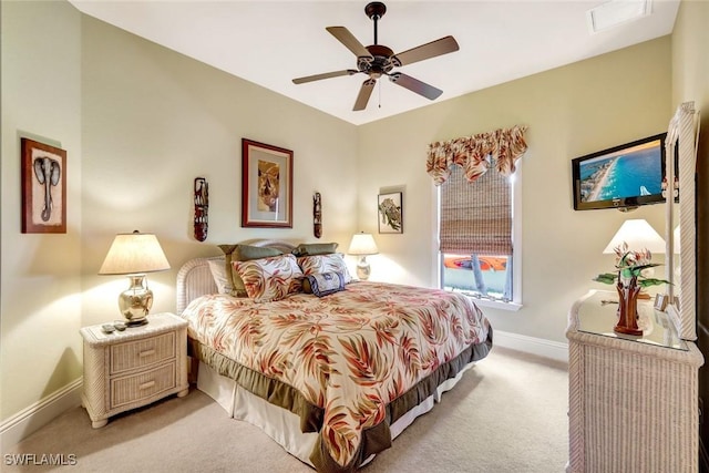 4536 SW 12th Pl, Cape Coral, FL 33914 - bedroom featuring baseboards, a ceiling fan, and light colored carpet