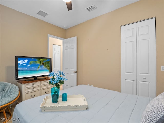 11552 Riverstone Ln, Fort Myers, FL 33913 - bedroom with a closet and ceiling fan