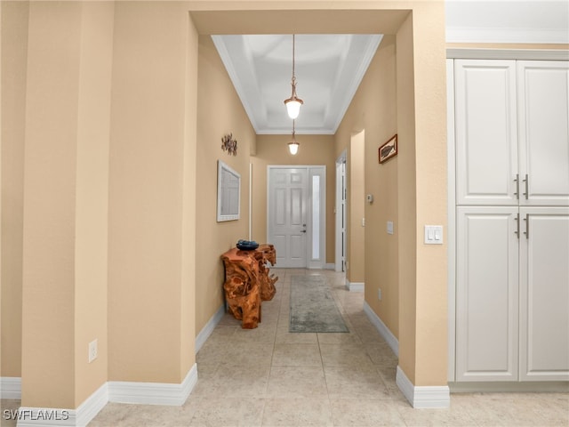 11552 Riverstone Ln, Fort Myers, FL 33913 - entrance foyer with crown molding, baseboards, and light tile patterned flooring