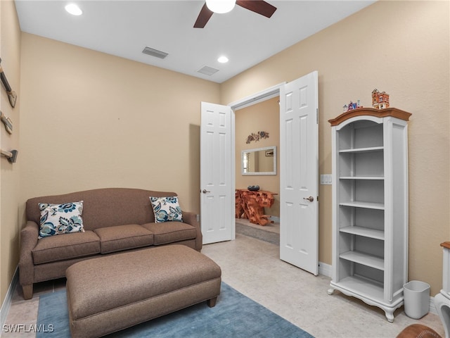 11552 Riverstone Ln, Fort Myers, FL 33913 - living area with ceiling fan, recessed lighting, and baseboards