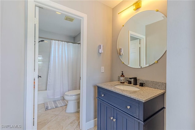1633 Barbarosa Ct, Marco Island, FL 34145 - bathroom with visible vents, toilet, shower / tub combo with curtain, and vanity