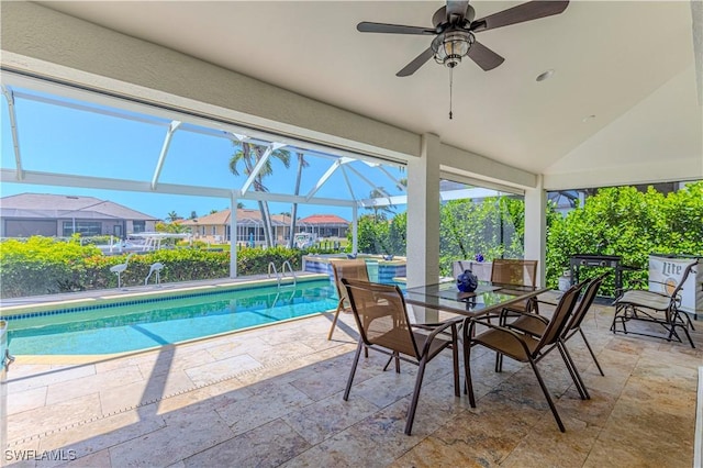 1633 Barbarosa Ct, Marco Island, FL 34145 - pool with a patio area, a residential view, a lanai, and ceiling fan